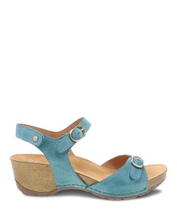 Compensées Dansko Tricia Milled Burnished Femme Bleu | FR 628LIS